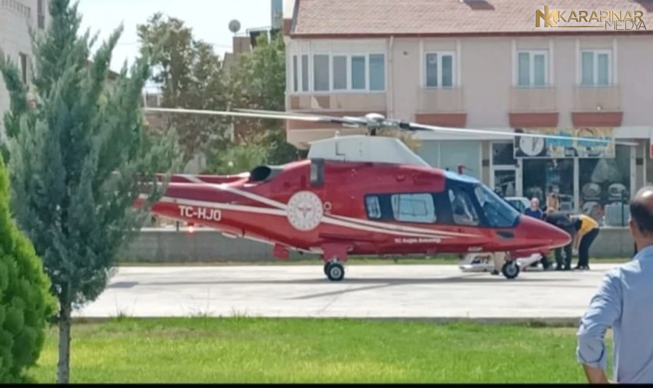 Karapınar'da hava ambulansı kalp krizi geçiren hasta için havalandı