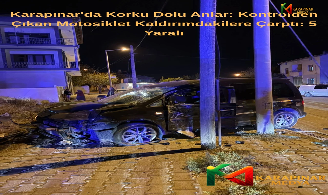 Karapınar'da Korku Dolu Anlar: Kontrolden Çıkan Motosiklet Kaldırımdakilere Çarptı: 5 Yaralı