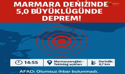 Marmara Denizi’nde 5,0 Büyüklüğünde Deprem!